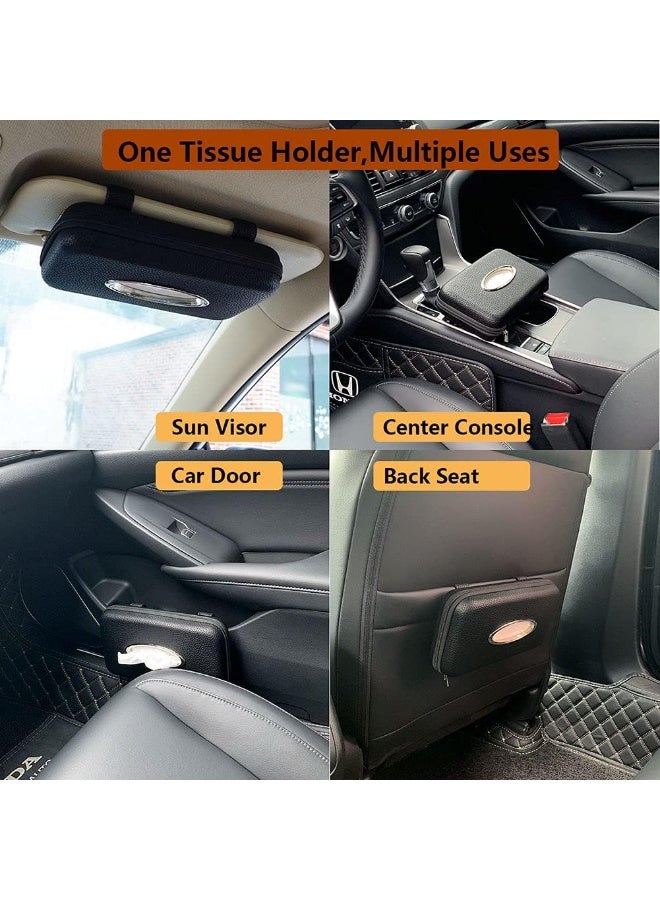 Car Tissue Holder, Sun Visor Napkin Holder, Car Visor Tissue Holder, PU Leather Backseat Tissue Case Holder for Car,Vehicle (Black) - Image 4
